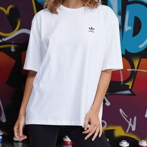 Adidas White Tag Line  T-Shirt